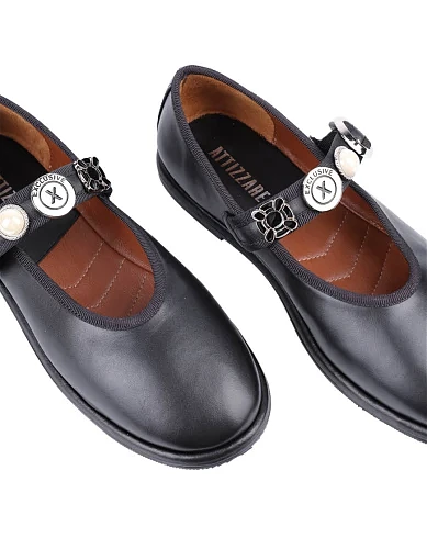 Жіночі балетки Мері Джейн Attizzare шкіряні чорні - фото 5 - Miraton