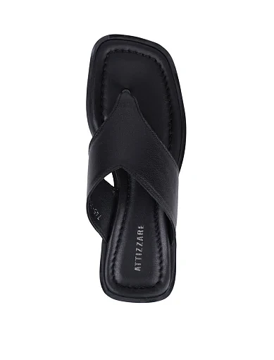 Жіночі шльопанці Attizzare шкіряні чорні - фото 3 - Miraton