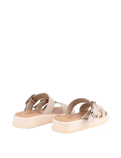 Женские шлепанцы Attizzare кожаные рисового цвета - фото 4 - Miraton