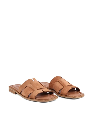 Жіночі шльопанці Attizzare велюрові коричневі - фото 3 - Miraton