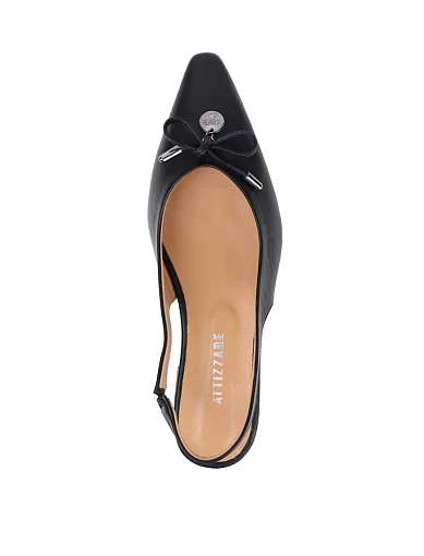 Жіночі балетки слінгбеки Attizzare шкіряні чорні - фото 2 - Miraton