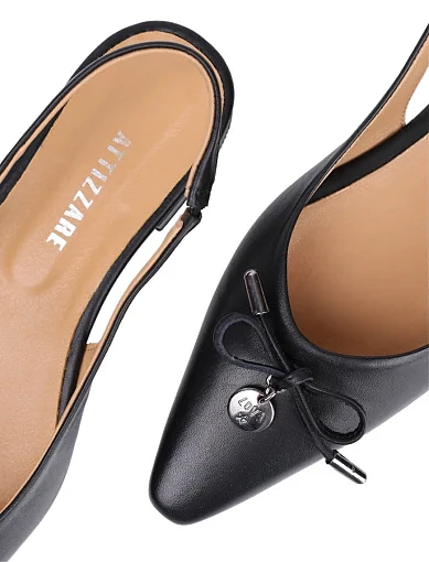 Жіночі балетки слінгбеки Attizzare шкіряні чорні - фото 5 - Miraton