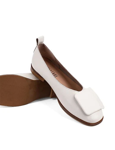 Жіночі балетки Attizzare шкіряні рисового кольору - фото 2 - Miraton