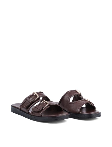 Жіночі шльопанці Attizzare шкіряні коричневі - фото 3 - Miraton