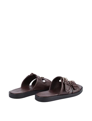 Жіночі шльопанці Attizzare шкіряні коричневі - фото 4 - Miraton