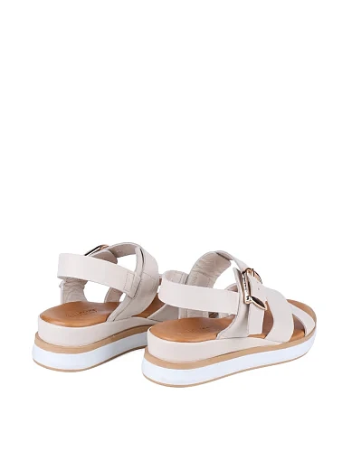 Жіночі босоніжки INUOVO шкіряні рисового кольору - фото 4 - Miraton