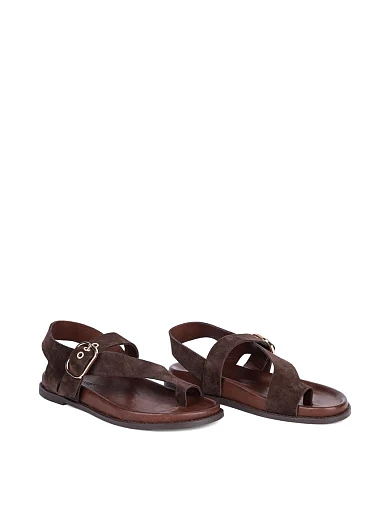 Жіночі сандалі INUOVO велюрові коричневі - фото 3 - Miraton