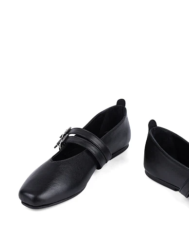 Жіночі балетки Attizzare шкіряні чорні - фото 2 - Miraton