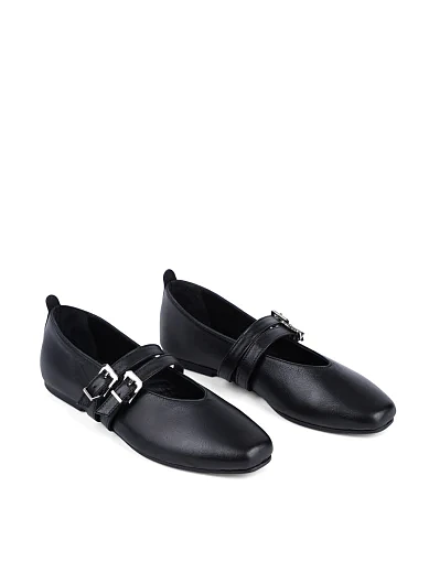 Жіночі балетки Attizzare шкіряні чорні - фото 3 - Miraton