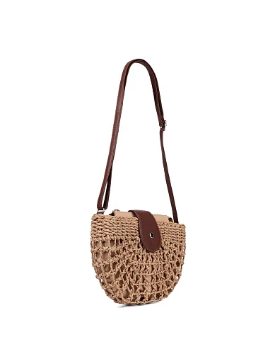 Женская сумка через плечо MIRATON соломенная бежевая - фото 3 - Miraton