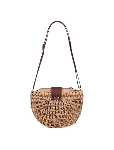 Женская сумка через плечо MIRATON соломенная бежевая - фото 4 - Miraton