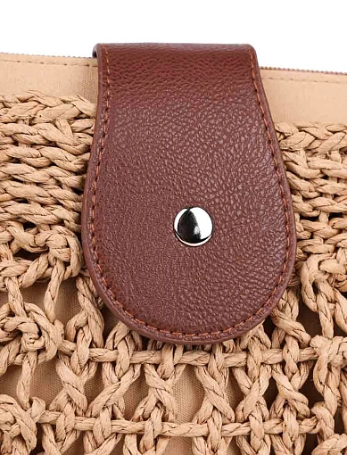 Женская сумка через плечо MIRATON соломенная бежевая - фото 5 - Miraton