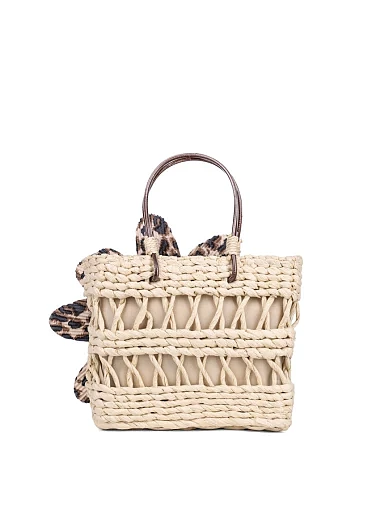 Женская сумка через плечо MIRATON соломенная бежевая - фото 3 - Miraton