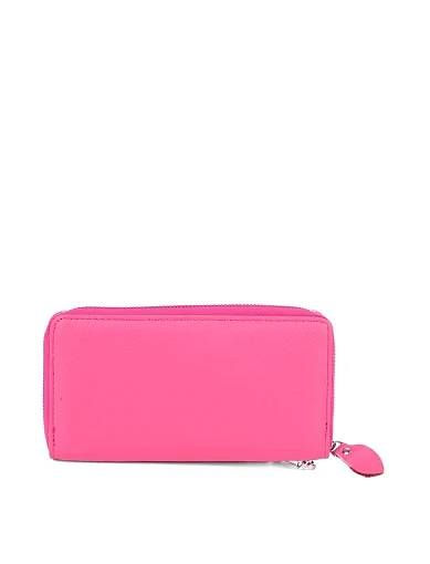 Жіночий гаманець шкіряний рожевий на блискавці - фото 3 - Miraton
