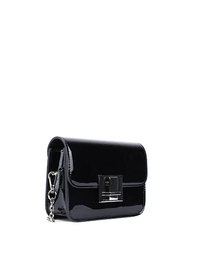 Жіноча сумка кросс-боді MIRATON чорна шкіряна з декоративною застібкою(22012-1 SS25) - фото 2 - Miraton