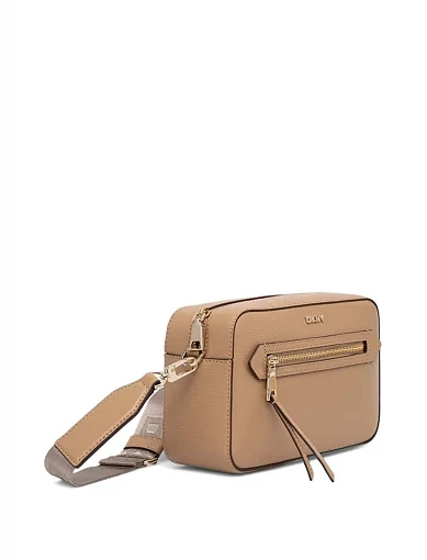 Жіноча сумка camera bag DKNY шкіряна бежева - фото 2 - Miraton