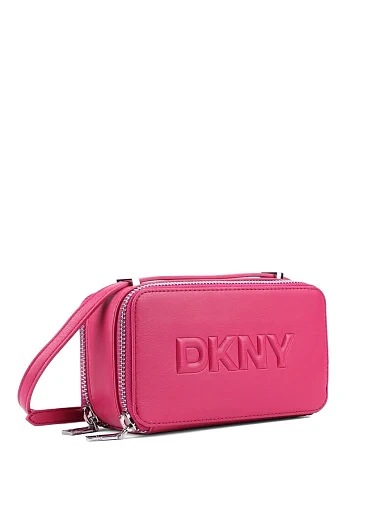 Жіноча сумка camera bag DKNY з екошкіри бордова з логотипом. - фото 2 - Miraton
