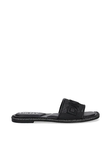 Жіночі шльопанці DKNY шкіряні чорні фото 1