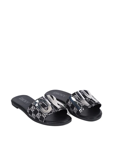 Жіночі шльопанці DKNY тканинні чорні - фото 3 - Miraton
