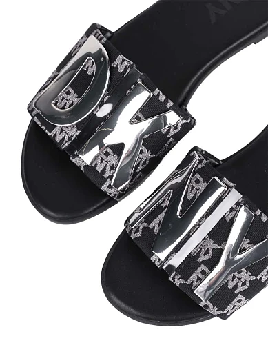 Жіночі шльопанці DKNY тканинні чорні - фото 5 - Miraton