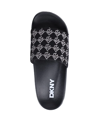 Женские шлепанцы DKNY тканевые черные - фото 2 - Miraton