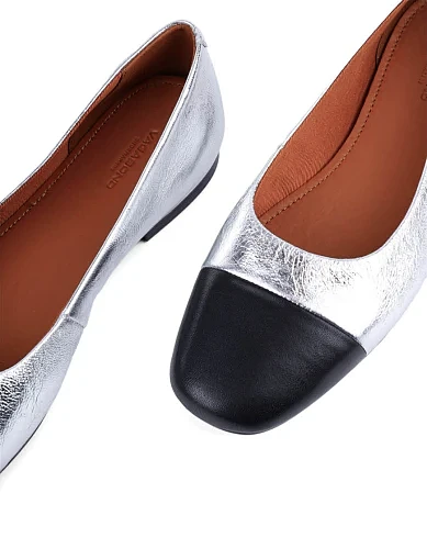 Жіночі балетки Vagabond шкіряні срібного кольору - фото 5 - Miraton