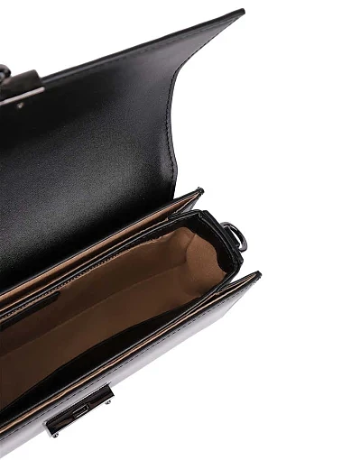 Женская сумка леди лайк MIRATON кожаная черная с декоративной застежкой - фото 7 - Miraton