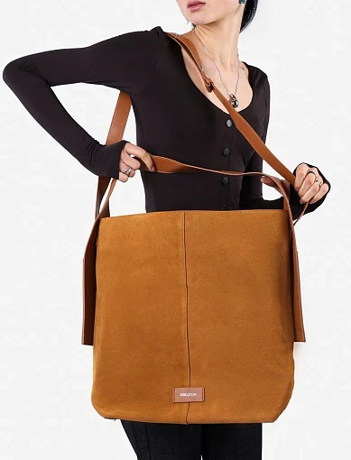 Жіноча сумка шоппер MIRATON замшева кемел - фото 2 - Miraton