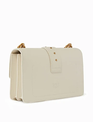 Жіноча сумка крос-боді Pinko шкіряна молочного кольору з декоративною застібкою - фото 3 - Miraton