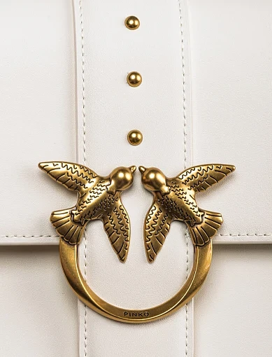 Жіноча сумка крос-боді Pinko шкіряна молочного кольору з декоративною застібкою - фото 6 - Miraton