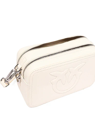 Женская сумка camera bag Pinko кожаная молочного цвета - фото 4 - Miraton