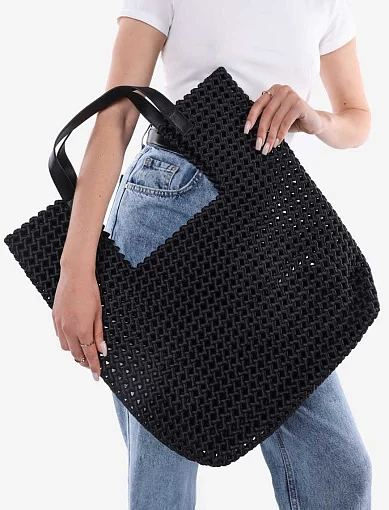 Жіноча сумка шопер MIRATON тканинна чорна - фото 2 - Miraton
