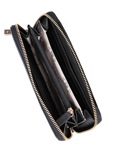 Жіночий гаманець з екошкіри чорний на блискавці - фото 4 - Miraton