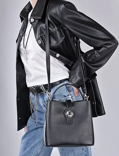 Жіноча сумка тоут MIRATON шкіряна чорна - фото 2 - Miraton