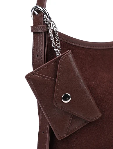 Женская сумка хобо MIRATON замшевая коричневая - фото 5 - Miraton
