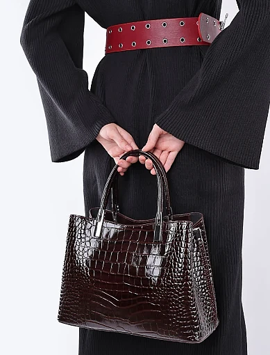 Женская сумка тоут MIRATON кожаная коричневая - фото 2 - Miraton