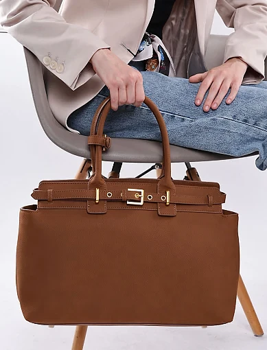 Жіноча сумка тоут MIRATON з нубуку кемел - фото 2 - Miraton