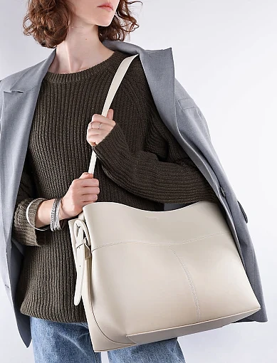 Жіноча сумка хобо MIRATON шкіряна біла - фото 2 - Miraton