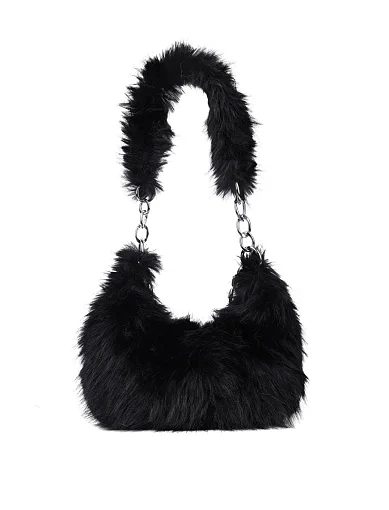 Жіноча сумка через плече MIRATON з хутра чорна - фото 3 - Miraton