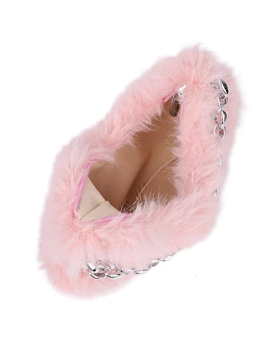 Женская сумка через плечо MIRATON из меха розовая - фото 5 - Miraton