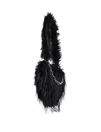 Женская сумка через плечо MIRATON из меха черная - фото 2 - Miraton