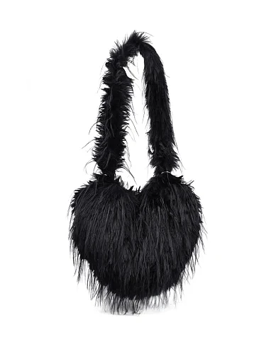 Женская сумка через плечо MIRATON из меха черная - фото 3 - Miraton