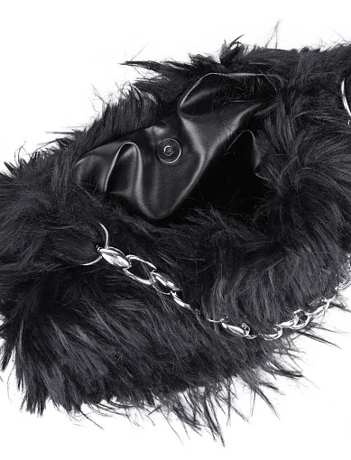 Женская сумка через плечо MIRATON из меха черная - фото 5 - Miraton