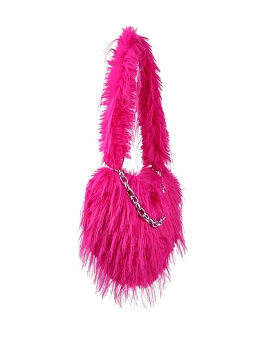 Женская сумка через плечо MIRATON из меха розовая - фото 3 - Miraton