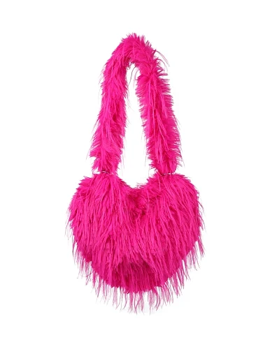 Женская сумка через плечо MIRATON из меха розовая - фото 4 - Miraton