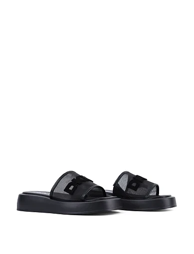 Жіночі шльопанці DKNY шкіряні чорні - фото 4 - Miraton
