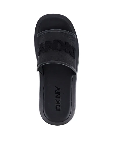 Жіночі шльопанці DKNY шкіряні чорні - фото 6 - Miraton
