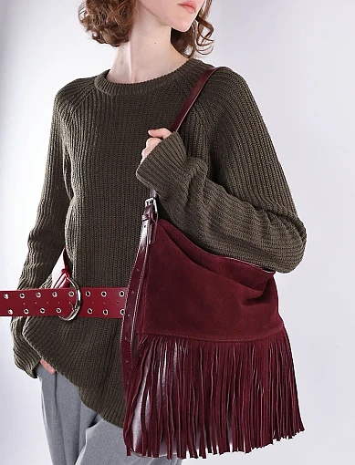 Жіноча сумка хобо MIRATON замшева бордова - фото 2 - Miraton