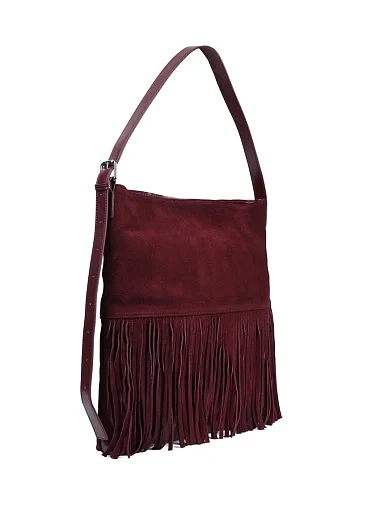 Жіноча сумка хобо MIRATON замшева бордова - фото 3 - Miraton