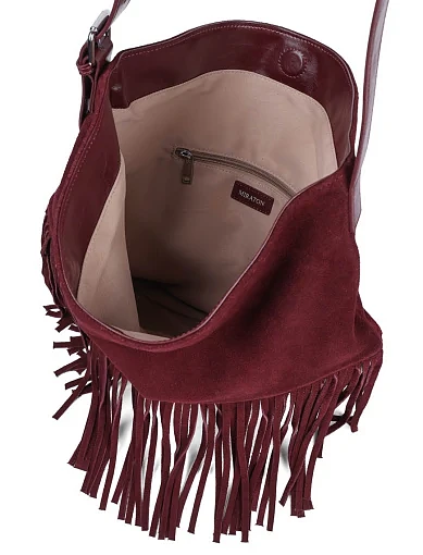 Жіноча сумка хобо MIRATON замшева бордова - фото 6 - Miraton